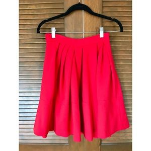 Pleated Red A-Line Banana Republic Skirt